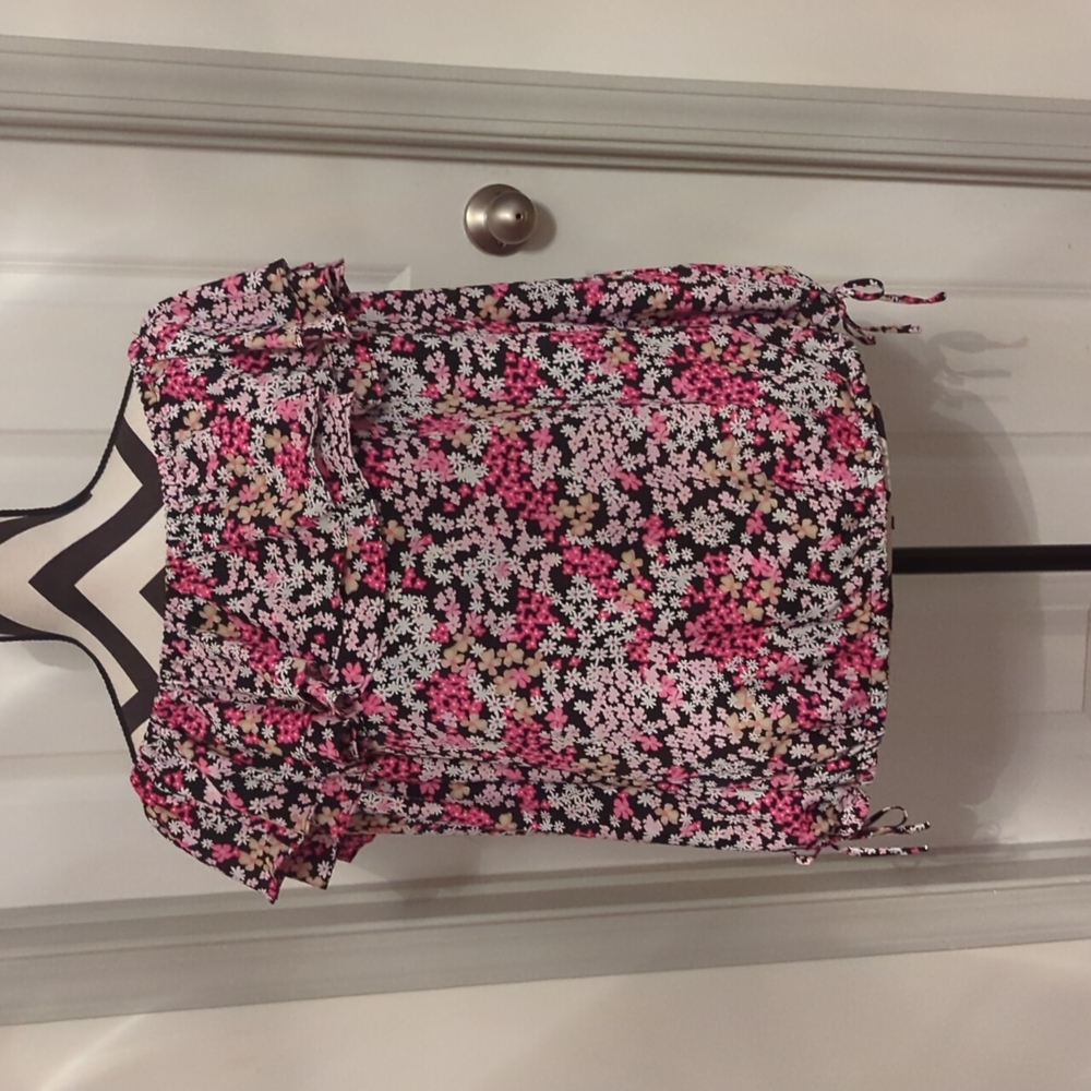 Michael Kors floral blouse, pink shades and black US Size Large